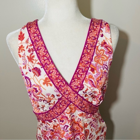 ANTONIO MILANI Pink Peach White Floral 100% Silk Tank Blouse - LARGE - Picture 2 of 7